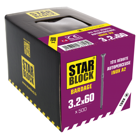 Vis bardage Inox A2 - 3.2x60 - boîte de 500 STARBLOCK