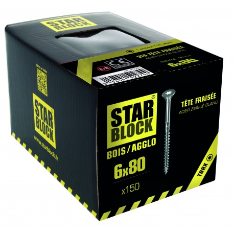 Vis bois et agglomérés - 6x80 - TX - boite de 150 STARBLOCK