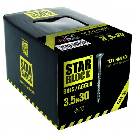 Vis bois et agglomérés - 3.5x30 - TX - boite de 500 STARBLOCK