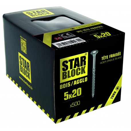 Vis bois et agglomérés - 5x20 - TX - boite de 500 STARBLOCK