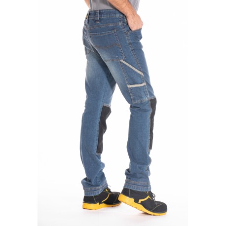 Jeans de travail stretch avec emplacement genouillères JOBPRO stone brossé T.38