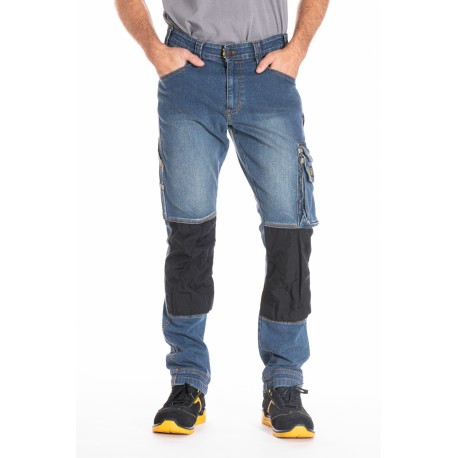 Jeans de travail stretch avec emplacement genouillères JOBPRO stone brossé T.44